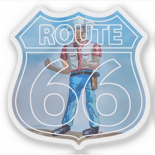 Route 66 Gallup Cowboy Sticker (Voorkant)