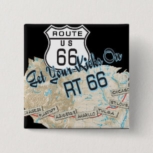 route 66 giften vierkante button 5,1 cm