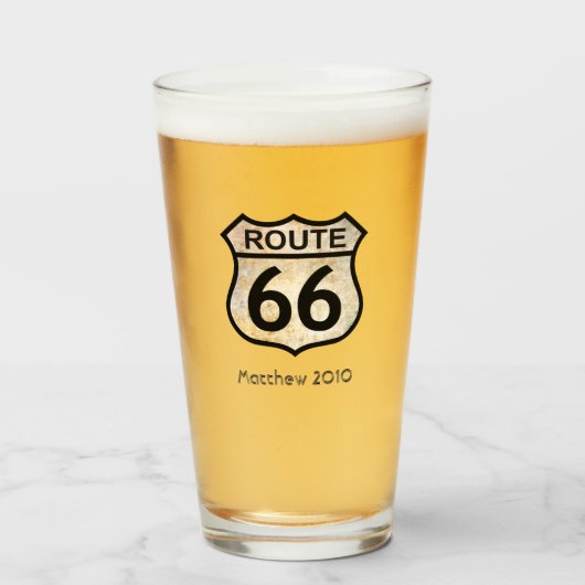 Route 66 Glass zonder jouw naam, datum of andere t Glas (Voorkant gevuld)