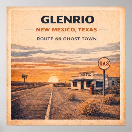 Route 66 Glenrio Geestenstad Erfgoed Poster (Voorkant)