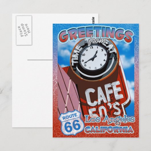 Route 66 Greetings Los Angeles California Briefkaa Briefkaart (Voorkant / Achterkant)
