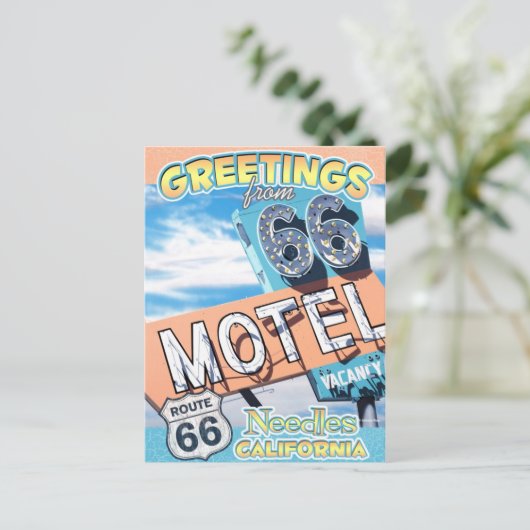 Route 66 Greetings Needles California Briefkaart (Staand voorkant)