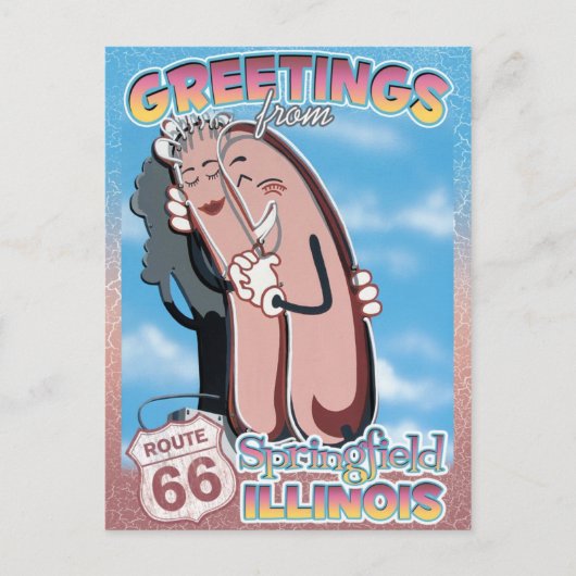 Route 66 Greetings Springfield Illinois Briefkaart (Voorkant)