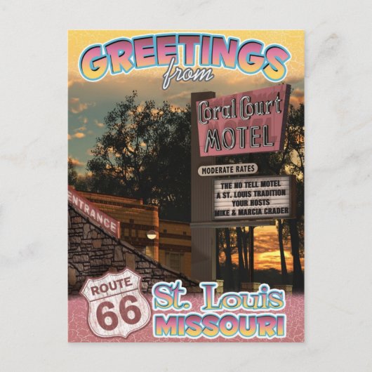 Route 66 Greetings St. Louis Missouri Briefkaart (Voorkant)