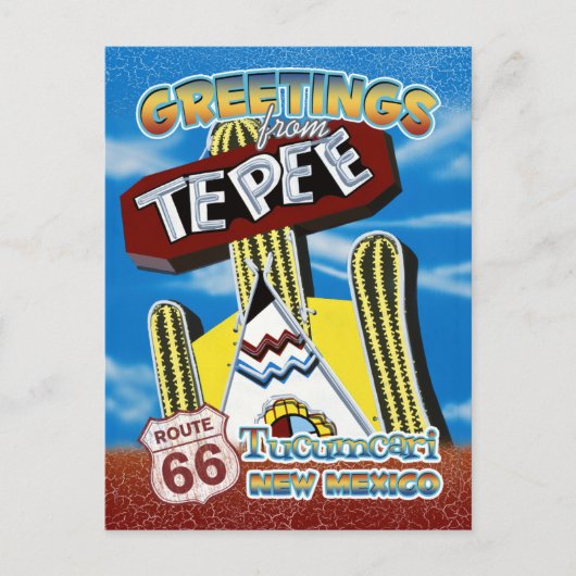 Route 66 Groeten Tucumcari New Mexico Briefkaart (Voorkant)