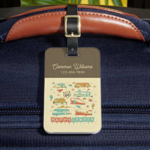 Route 66 Happy Camper Bagagelabel