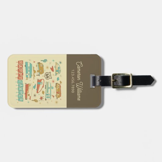 Route 66 Happy Camper Bagagelabel (Voorkant horizontaal)