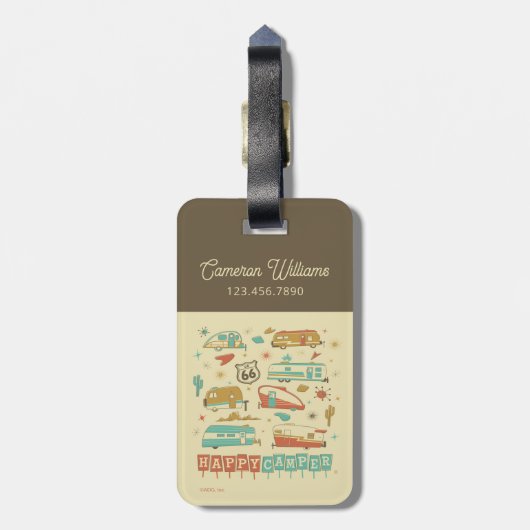 Route 66 Happy Camper Bagagelabel (Achterkant verticaal)