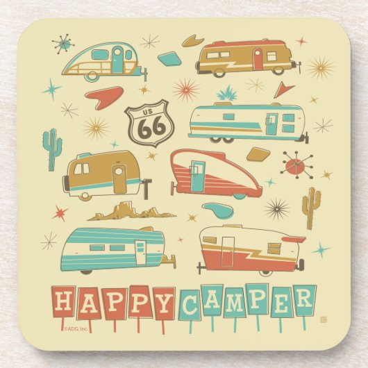 Route 66 Happy Camper Bier Onderzetter (Voorkant)