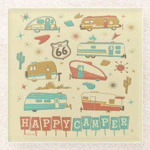Route 66 Happy Camper Glazen Onderzetter