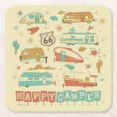 Route 66 Happy Camper Kartonnen Onderzetters (Voorkant)