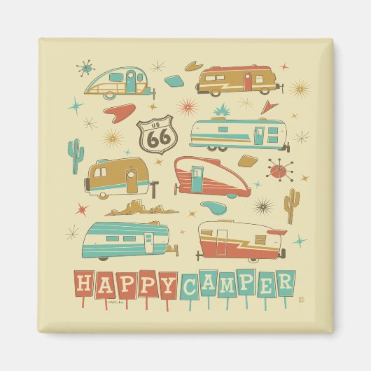 Route 66 Happy Camper Magneet (Voorkant)