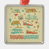 Route 66 Happy Camper Metalen Ornament (Voorkant)