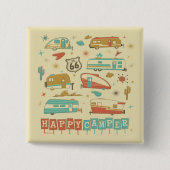 Route 66 Happy Camper Vierkante Button 5,1 Cm (Voorkant)