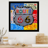 Route 66 Highway Sign License Bord Art Poster (Keuken)