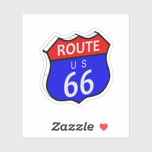 Route 66 Highway Sign Sticker (Vel)