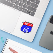 Route 66 Highway Sign Sticker (Laptop met iPhone)