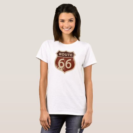 ROUTE 66 Historisch verkeersbord voor vrouwen | La T-shirt (Voorkant volledig)