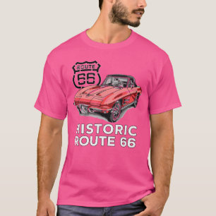 Route 66 Historische sportwagen meisje T-shirt