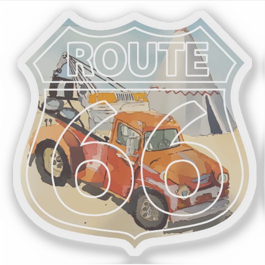 Route 66 Holbrook Wrecker Sticker (Voorkant)