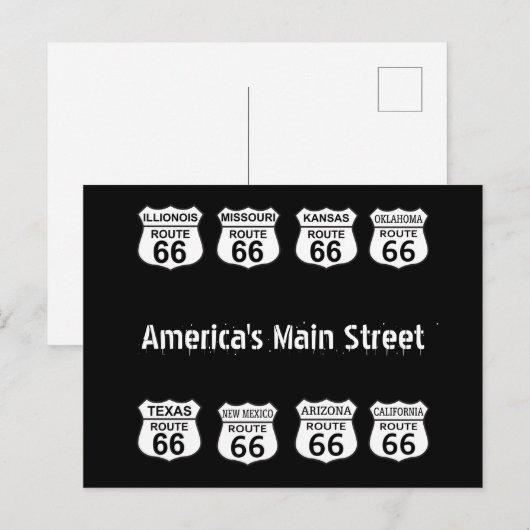 Route 66 Hoofdstraat van Amerika Briefkaart (Voorkant / Achterkant)