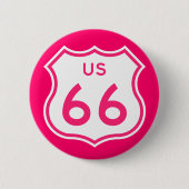 Route 66 Hot Pink Button (Voorkant)
