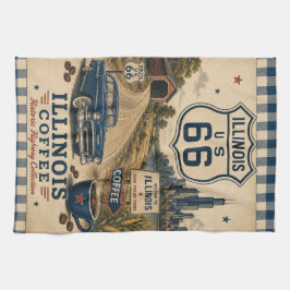 route 66 Illinois Coffee Prairie State Decor Theedoek