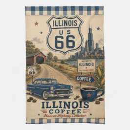 route 66 Illinois Coffee Prairie State Decor Theedoek