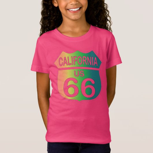 Route 66 in Californië driekleurig shirt (Voorkant)