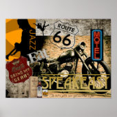 Route 66 Jazz Speakeasy Motorcycle Poster (Voorkant)