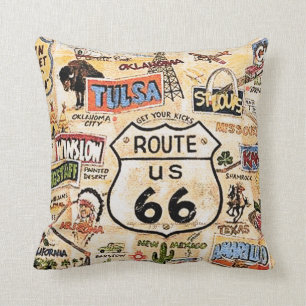 " Route 66 Kaart" Kussen