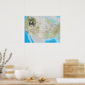 Route 66 Kaart Poster (Keuken)