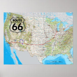 Route 66 Kaart Poster