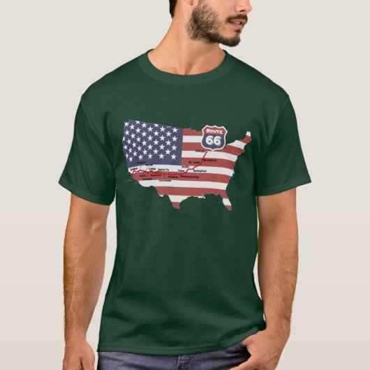 Route 66 kaart T-shirt (Voorkant)