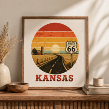 Route 66 Kansas Farm Zonsondergang Snelweg