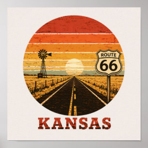 Route 66 Kansas Sunflower State Highway Poster