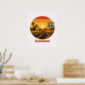 Route 66 Kansas Sunflower State Poster (Keuken)
