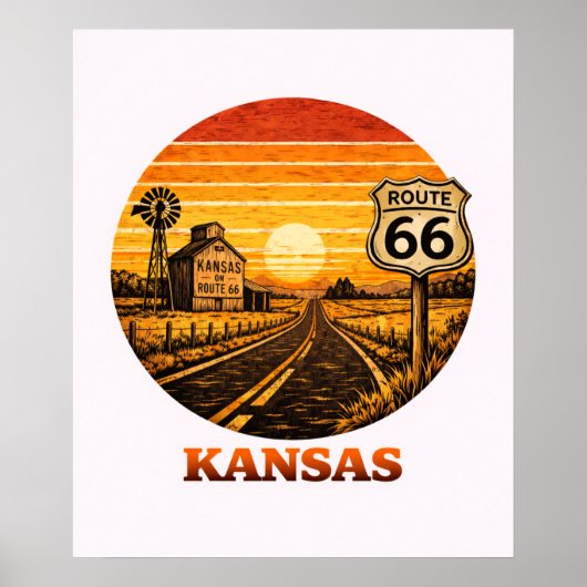 Route 66 Kansas Sunflower State Poster (Voorkant)