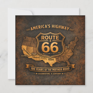 route 66 Kantoorartikelen Vintage Kaart Reisnotiti