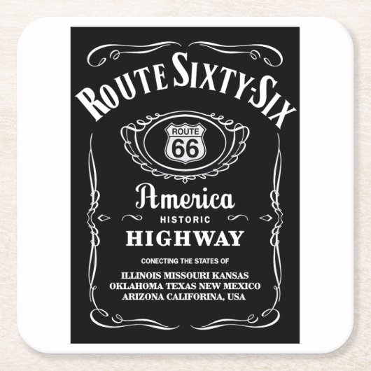 Route 66 kartonnen onderzetters (Voorkant)