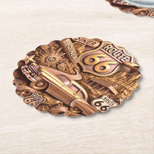 Route 66 kartonnen onderzetters (Gekanteld)