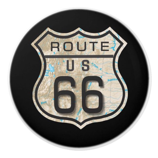 Route 66 Keramische Knob Knop (Voorkant)