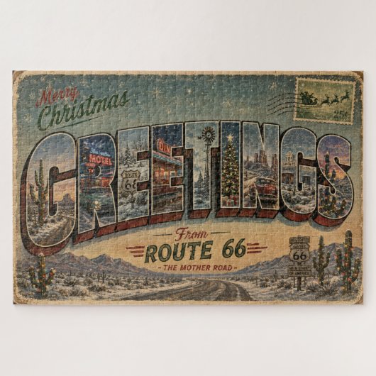Route 66 Kerst Road Trip Uitdaging Legpuzzel (Horizontaal)