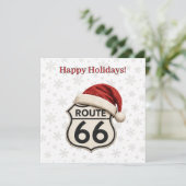 Route 66 kerstgroet met Santa-hoed (Staand voorkant)