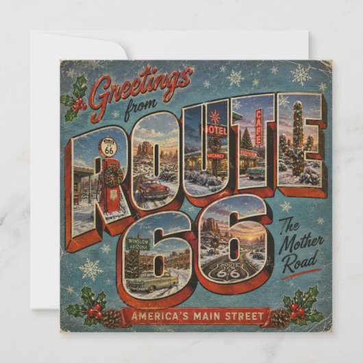 Route 66 Kerstmis grote letter ansichtkaart (Voorkant)