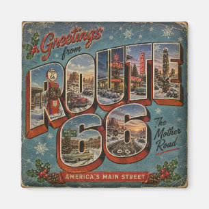 Route 66 Kerstmis grote letter ansichtkaart Magneet
