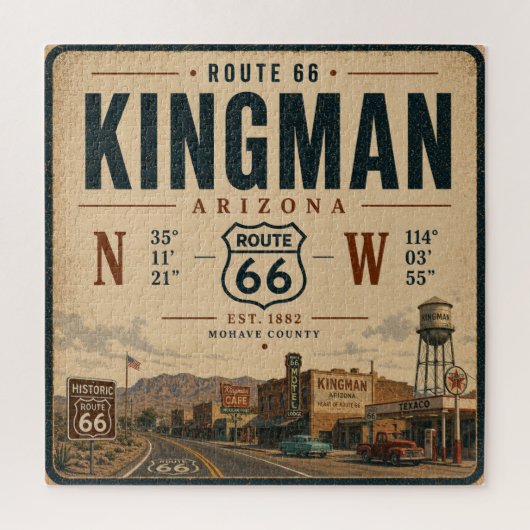 Route 66 Kingman Arizona Oud Bord Legpuzzel (Verticaal)