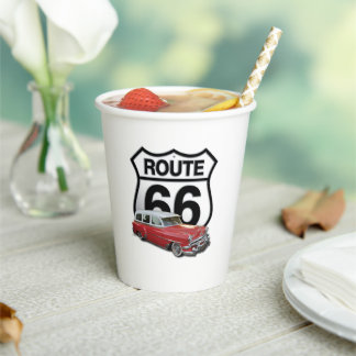 Route 66 Klassieke Auto Papieren Bekers