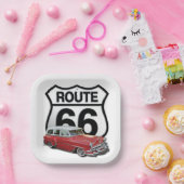 Route 66 Klassieke Auto Papieren Bordje (Feest)