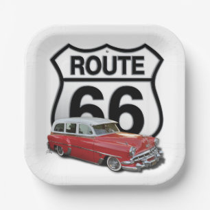 Route 66 Klassieke Auto Papieren Bordje